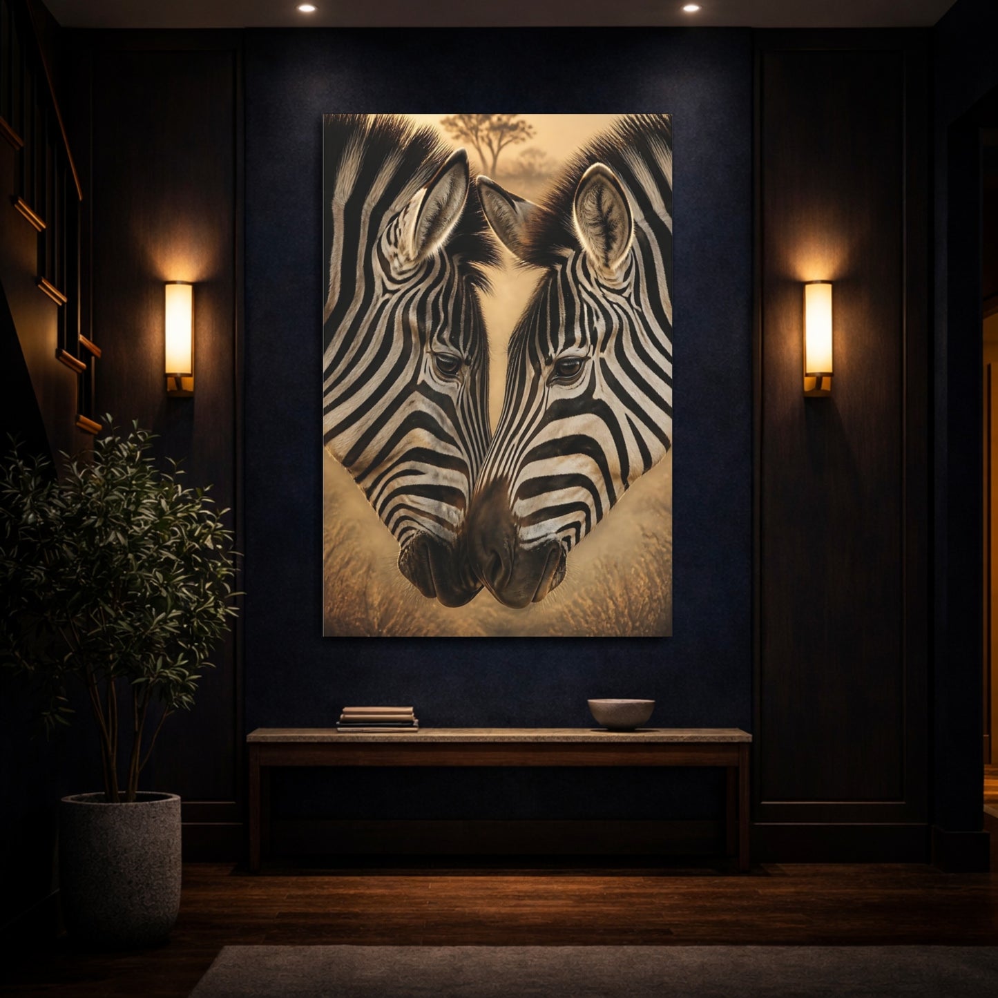 Mockup 4. Zebra Heart Close-Up shown as canvas print