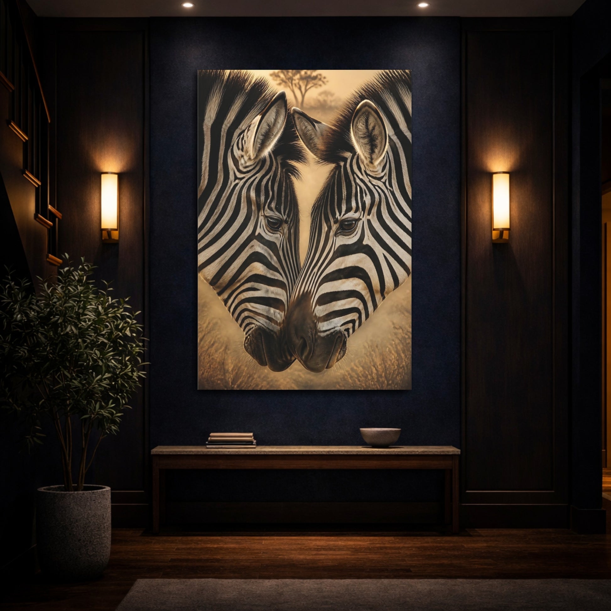 Mockup 4. Zebra Heart Close-Up shown as canvas print