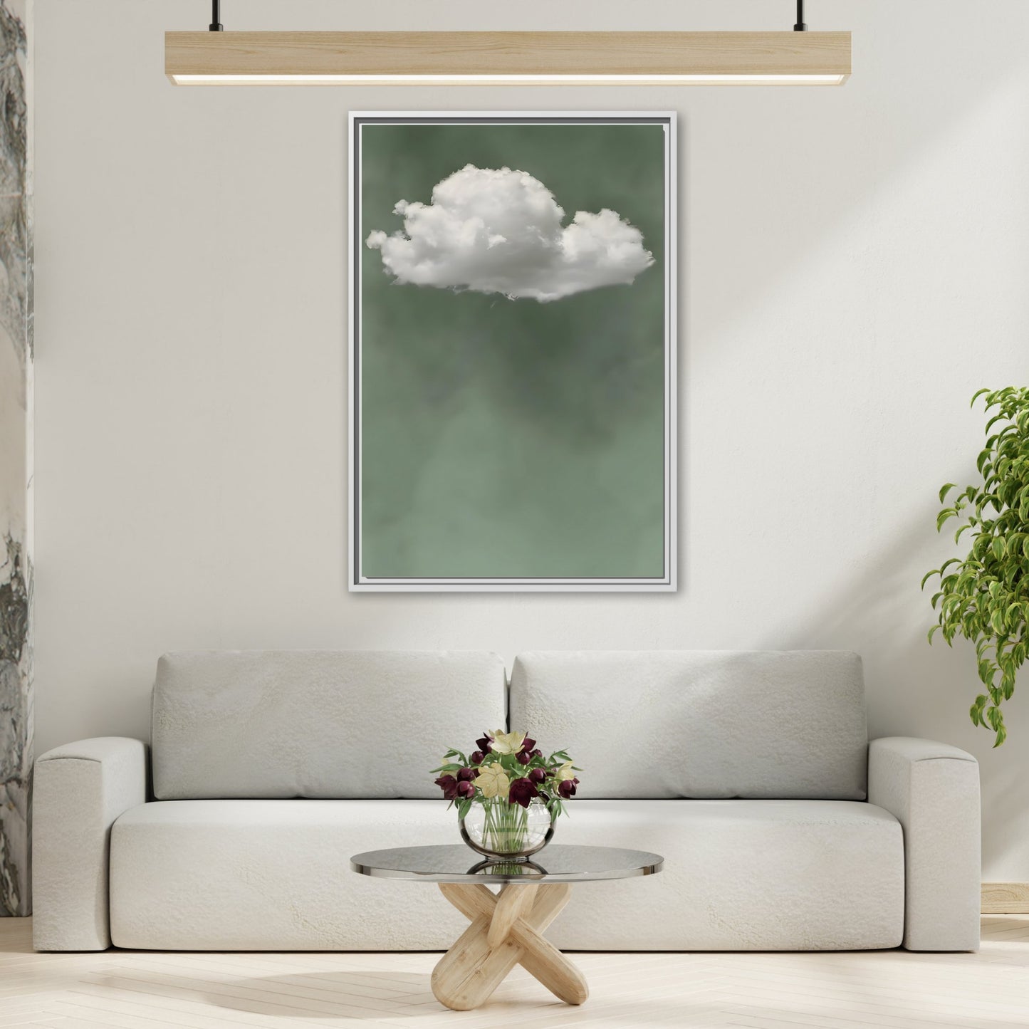 Zen Canvas Prints Surreal Sage - Green Cloud Wall Art - YesArtYes