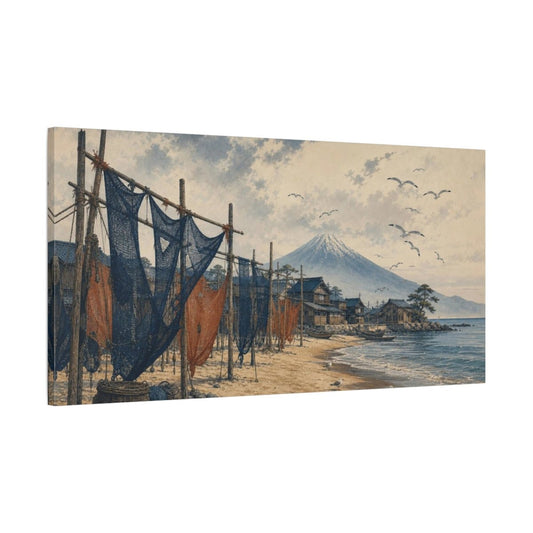 Zen-Inflected Atmospheric Painting Coastal Village With Canvas Print Wall Art – Living Room Decor, Above Sofa - YesArtYes